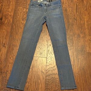 AG the Stevie slim straight gray jeans